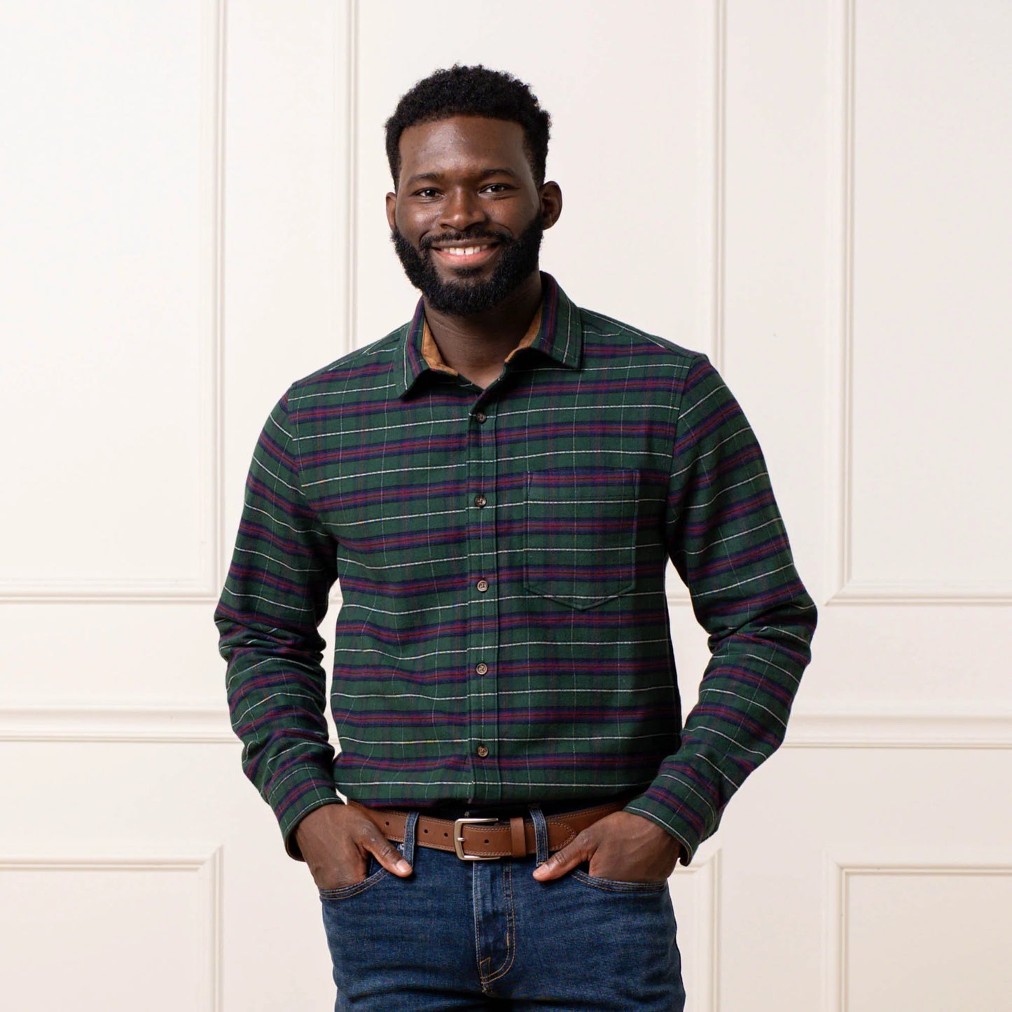 Men’s Merry Pine Flannel Shirt with Suede