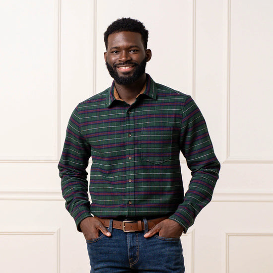 Men’s Merry Pine Flannel Shirt with Suede
