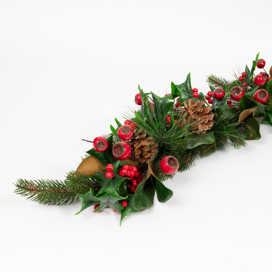 58” Magnolia and Red Berry Garland