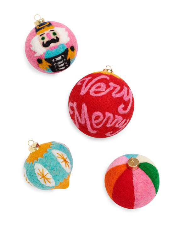 “Very Merry” Set of 4 Ornaments