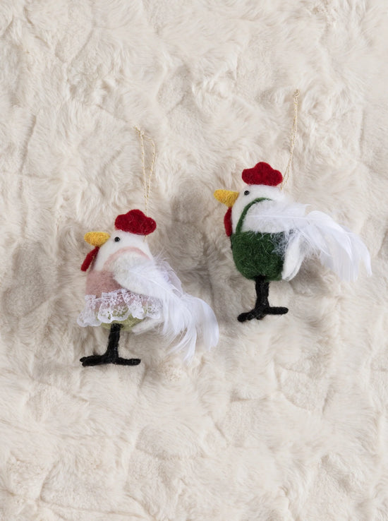 Rooster And Hen Ornaments