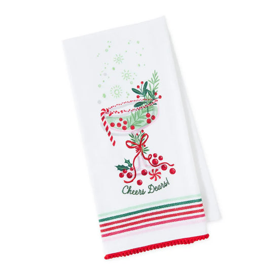 Cheers Dears Embellished Dish Towel