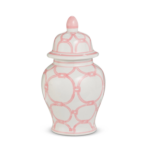 10.75” Pink and White Pattern Ginger Jar