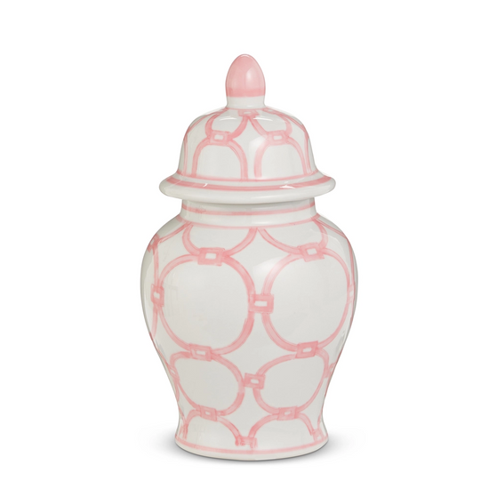 10.75” Pink and White Pattern Ginger Jar