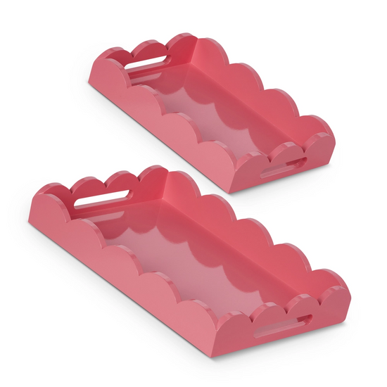 Set of 2 18.5” Bubblegum Scalloped Trays