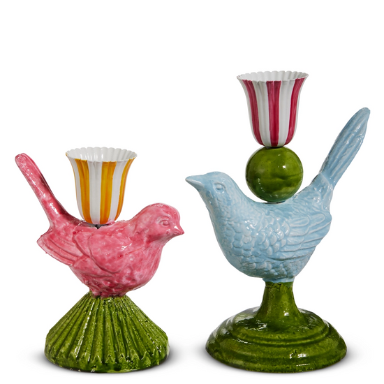 Set of 2 - 6.75” Bird Candlesticks
