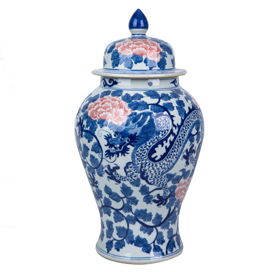 Red Peony Dragon Temple Jar