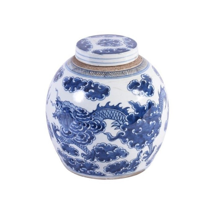 Blue & White Dragon Cloud Ancestor Jar