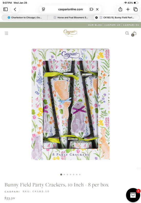 Bunny Field Party Crackers, 10 Inch - 8 per box