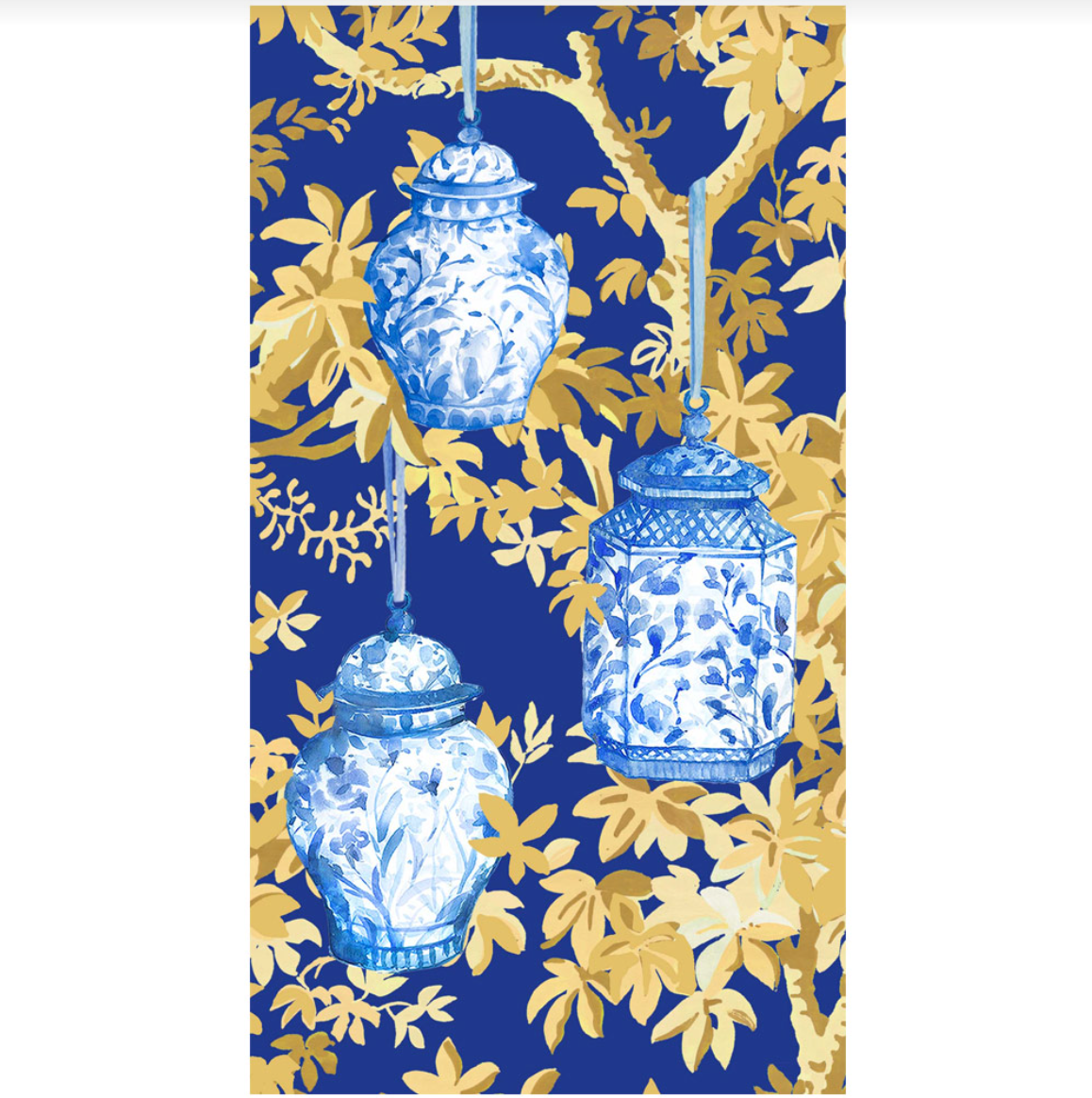 Ginger Jars Dark Blue Guest Towel