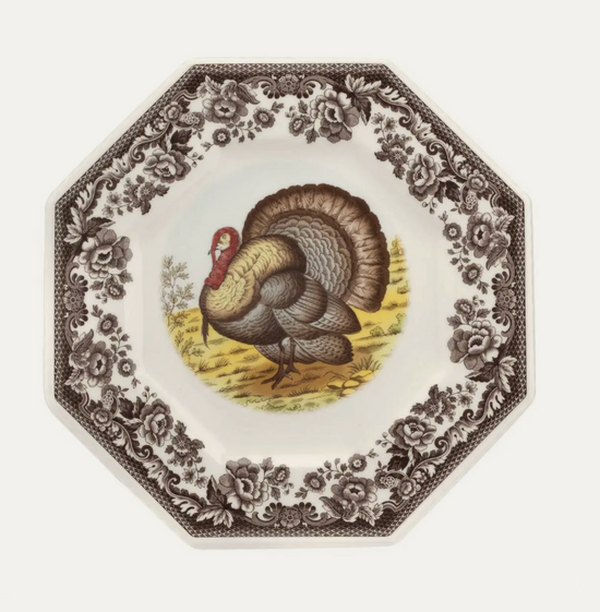 Woodland Octagonal Plate 9.5", Turkey
