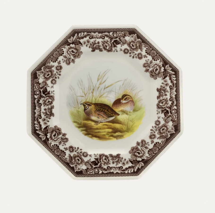 Woodland Octagonal Plate 9.5", Quail