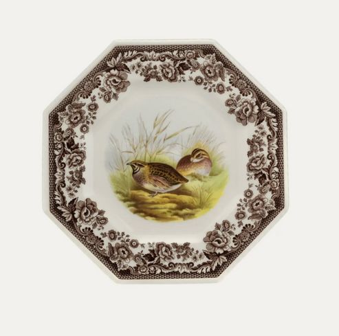 Woodland Octagonal Plate 9.5", Quail