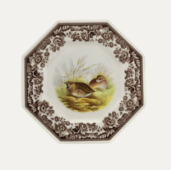 Woodland Octagonal Plate 9.5", Quail
