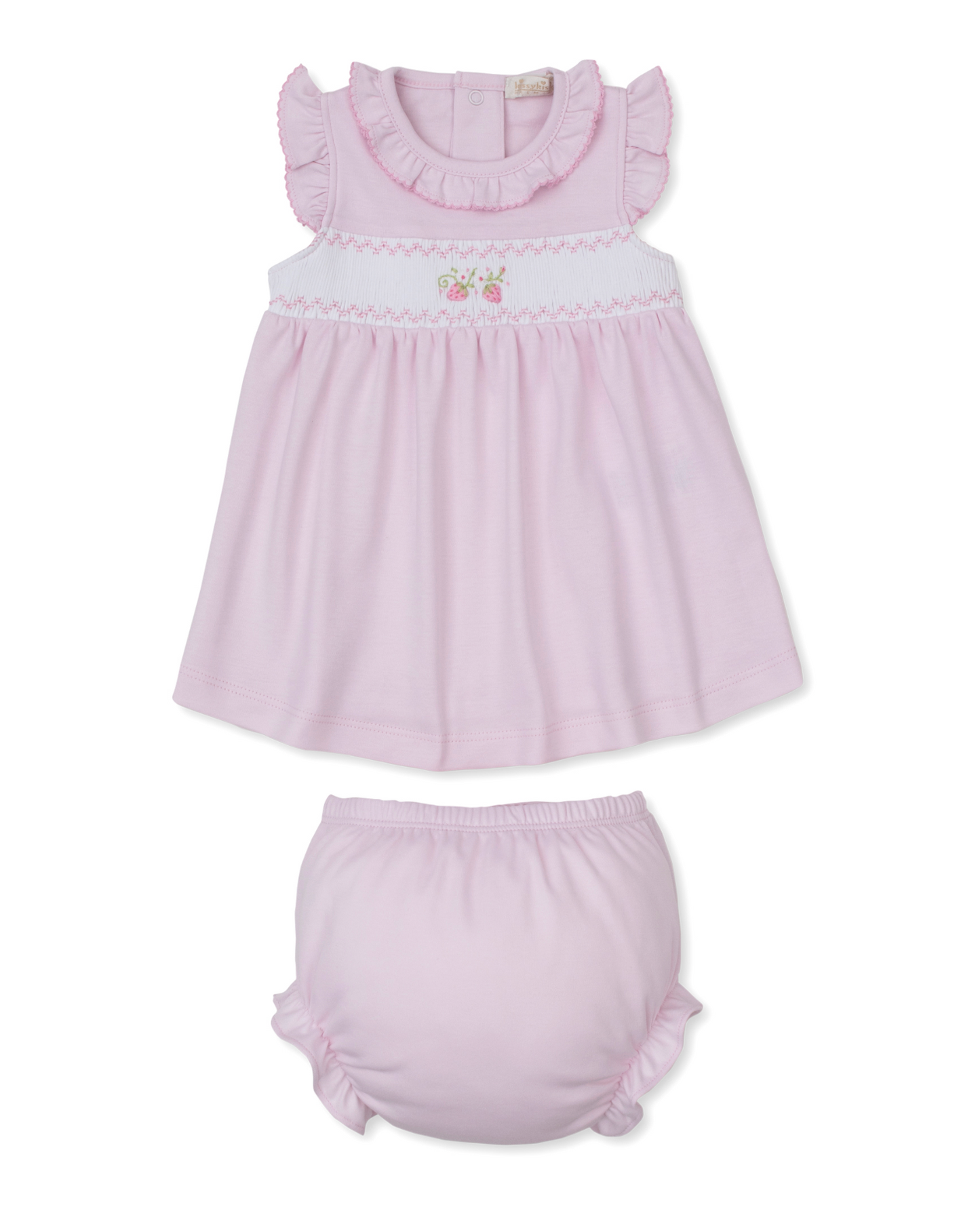 Hand Smocked Strawberry Dress with Diaper Cover