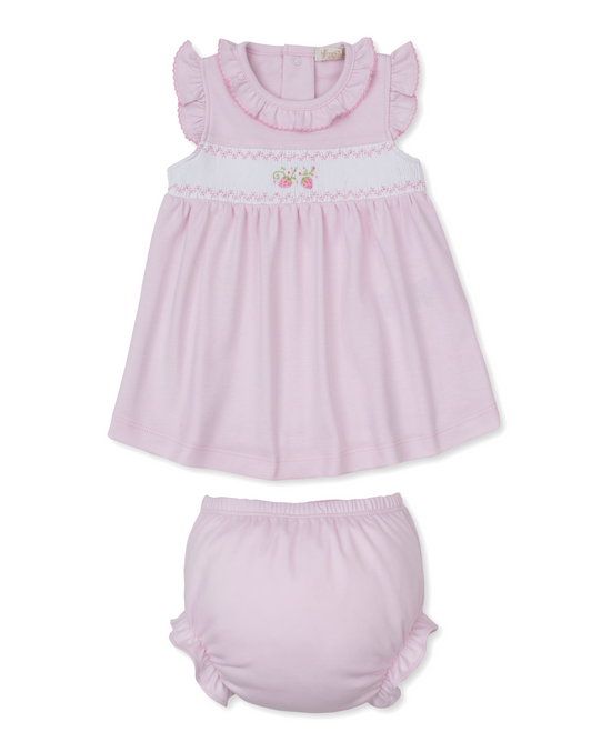 Hand Smocked Strawberry Dress with Diaper Cover