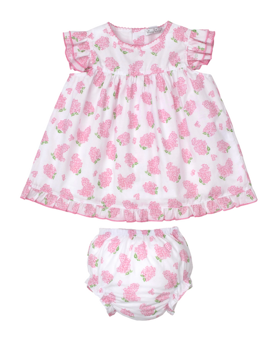 Pink Hydrangea Dress with Diaper Cover