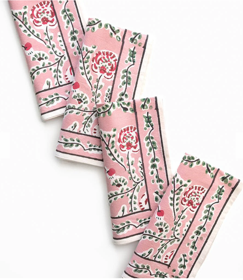 Climbing Dahlia Rose Napkins set of 4