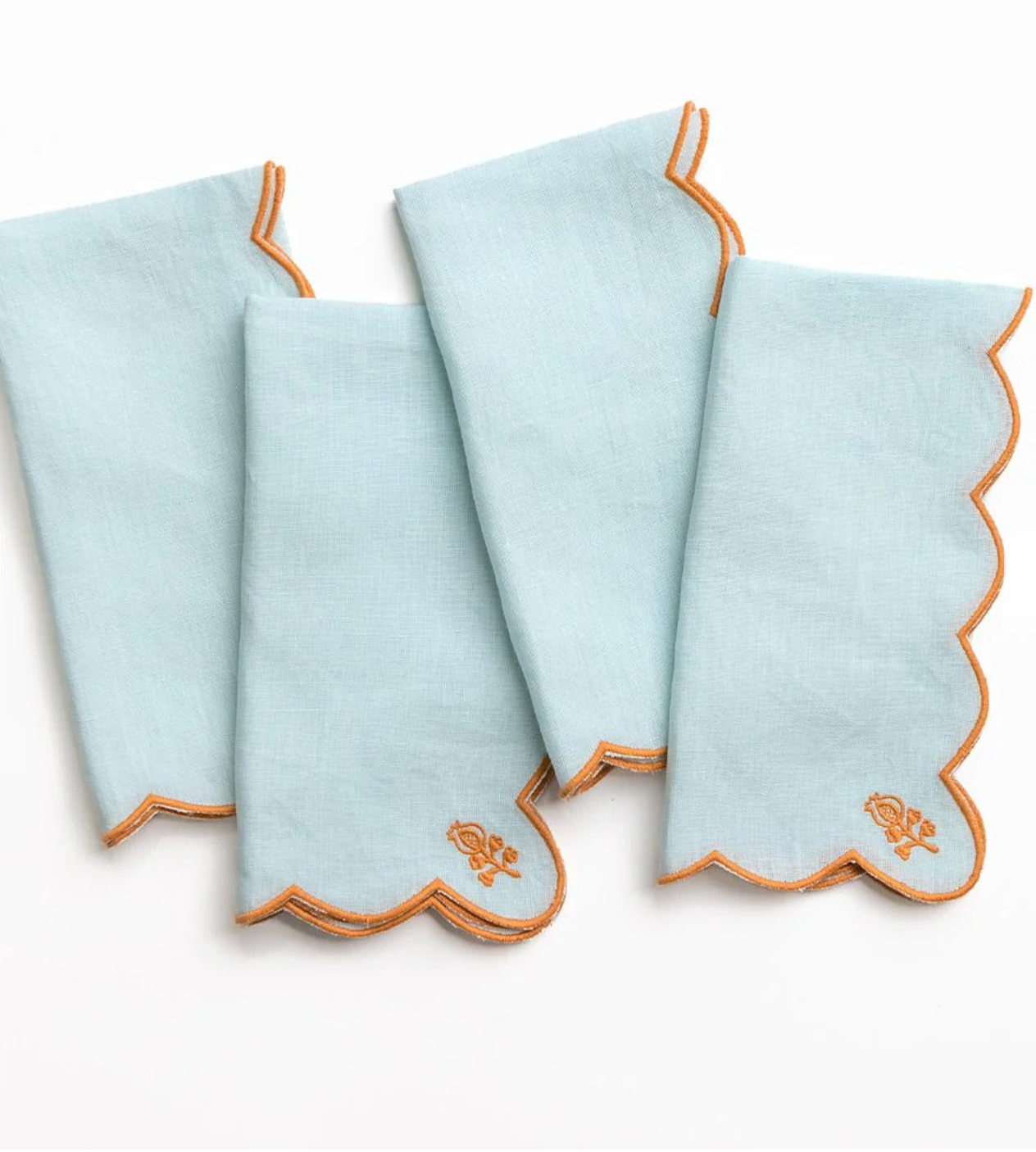 Scalloped Embroidered Napkins | Set of 4