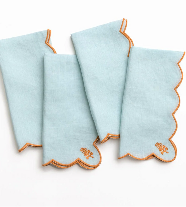 Scalloped Embroidered Napkins | Set of 4