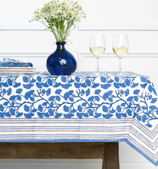 Ginkgo Blue Tablecloth