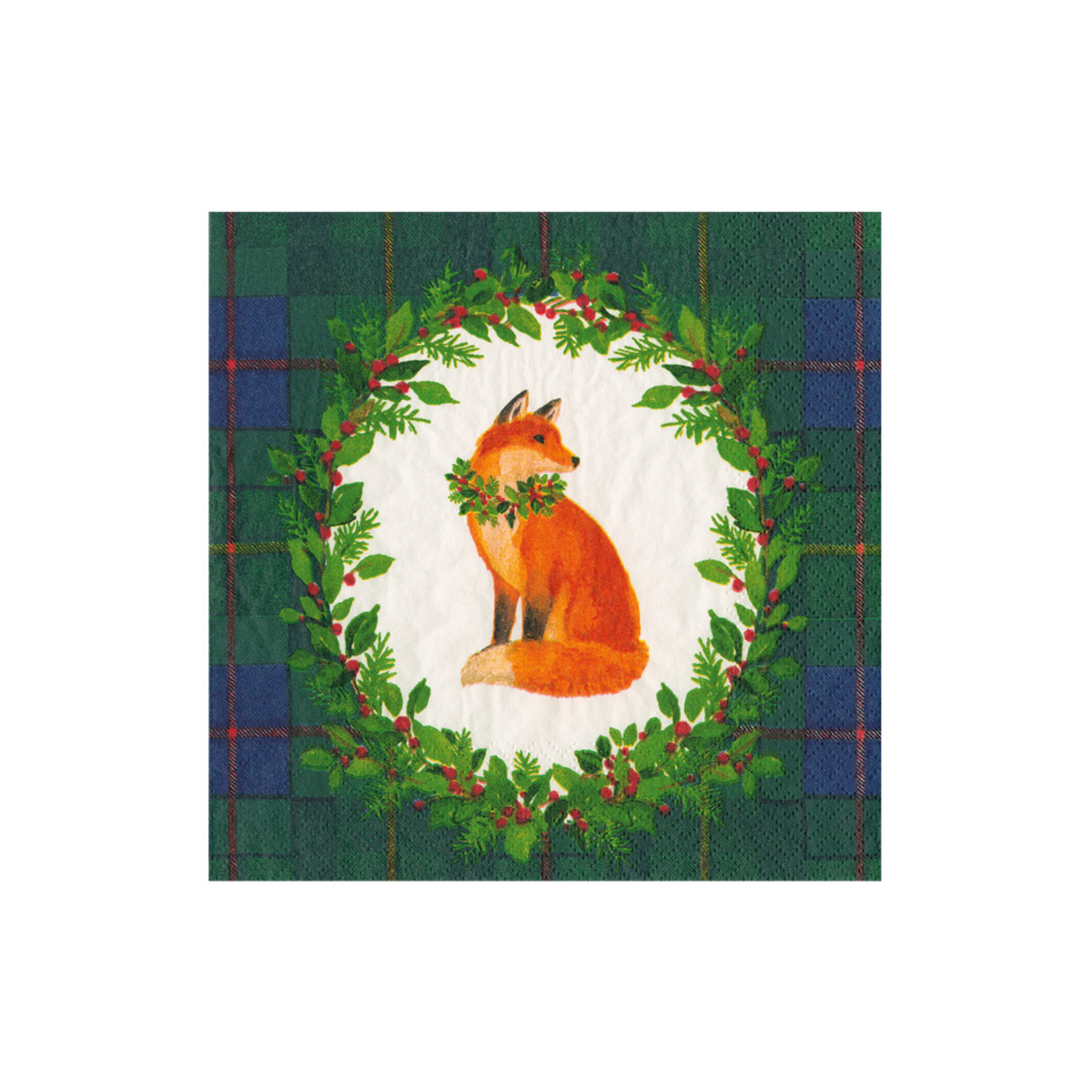Tartan Fox Blue/Green Cocktail Napkin
