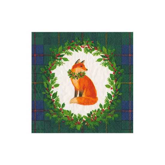 Tartan Fox Blue/Green Cocktail Napkin