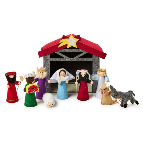 10 Piece Handcrafted Felt Nativity Set