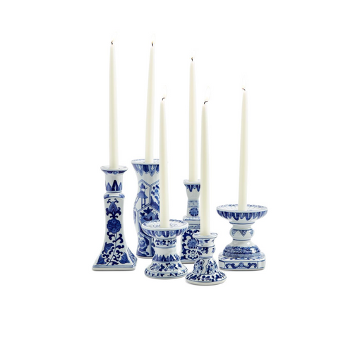 Blue and White Taper Candle Holders