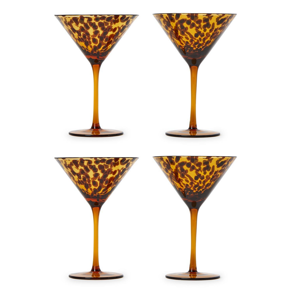 Set of 4 Tortoise Print Martini Glasses