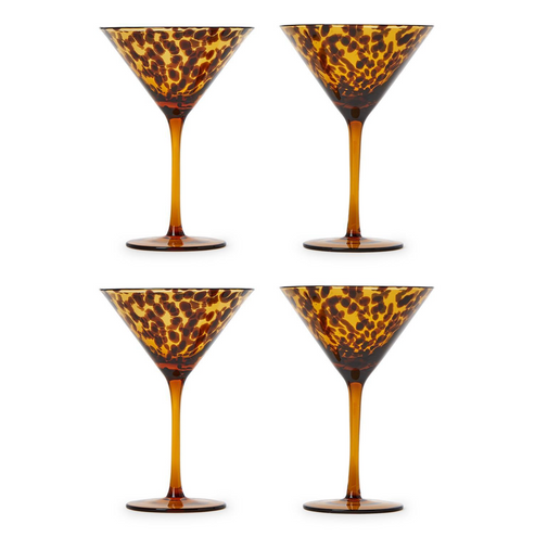 Set of 4 Tortoise Print Martini Glasses
