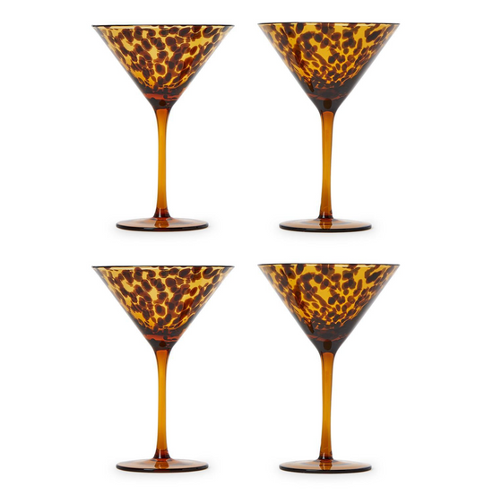 Set of 4 Tortoise Print Martini Glasses
