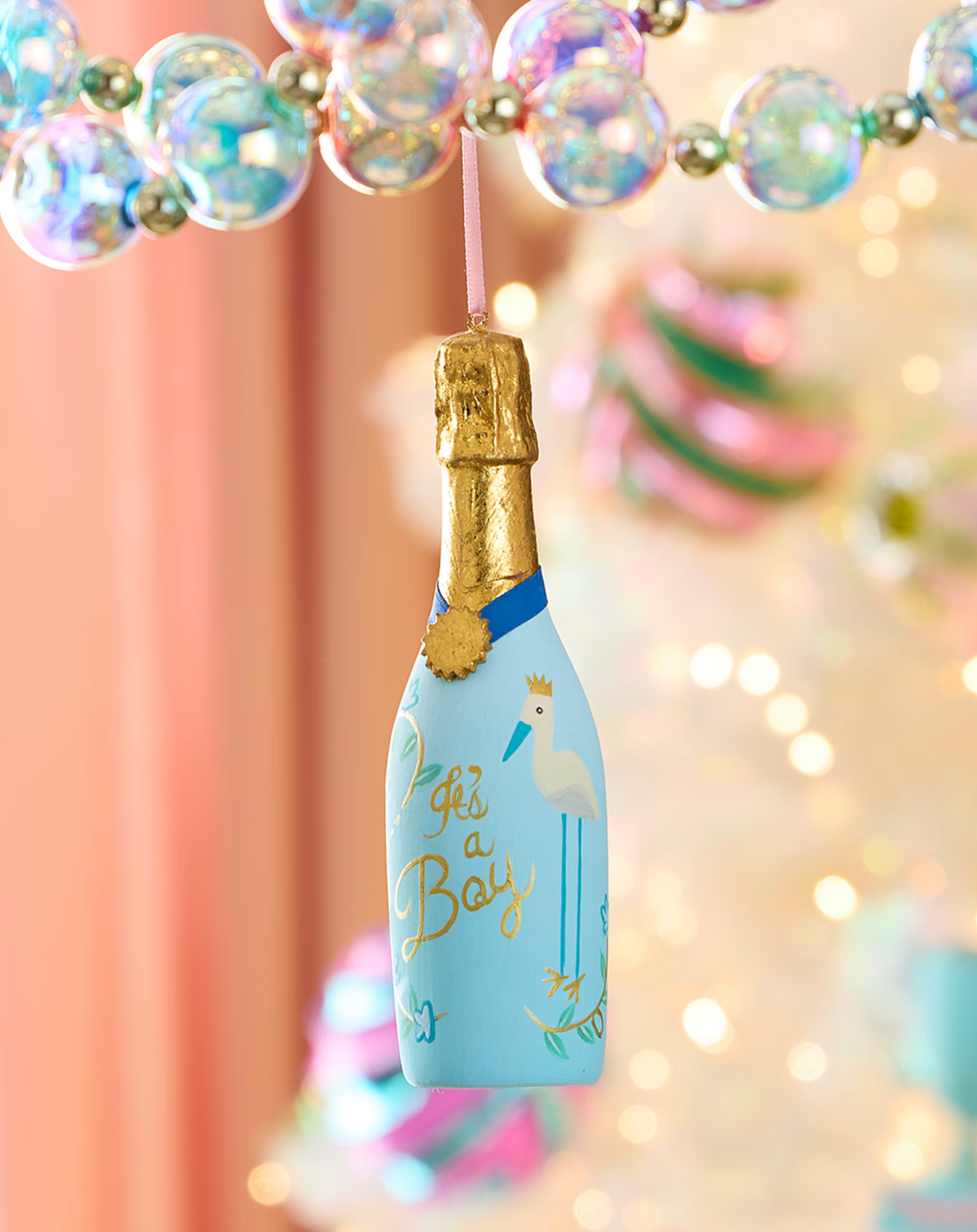 "It's a Boy" Champagne Bottle Ornament