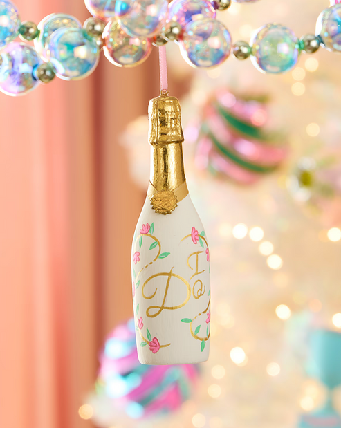 "I Do" Champagne Bottle Ornament