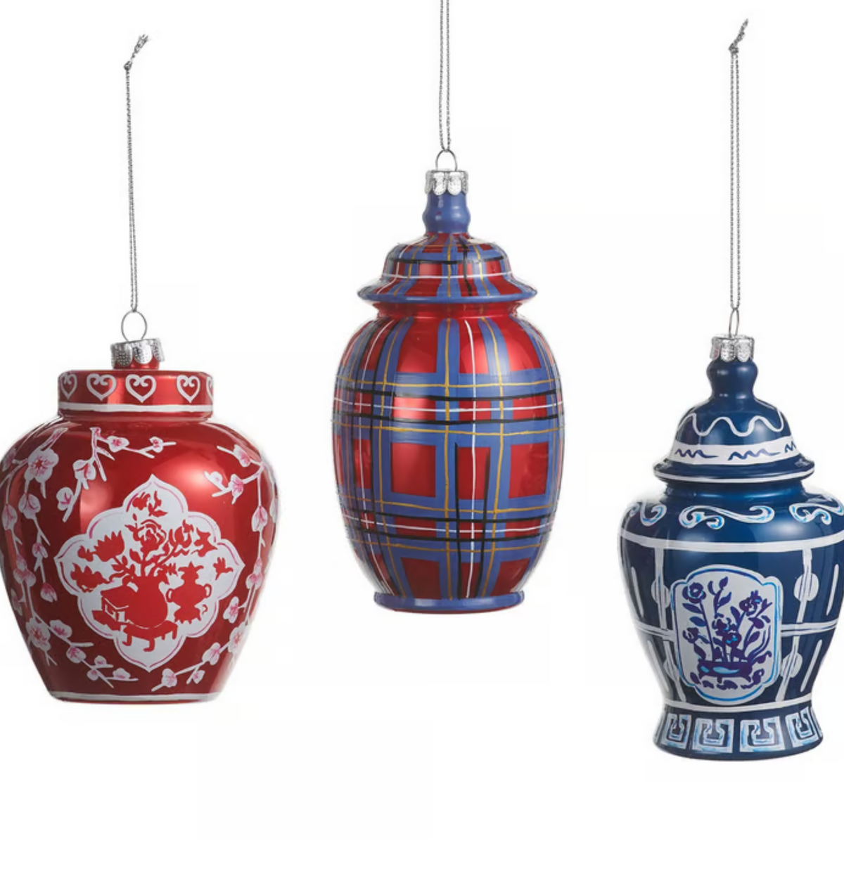 5" Plaid Chinoiserie Ornament