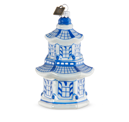 Blue and White Pagoda Ornament