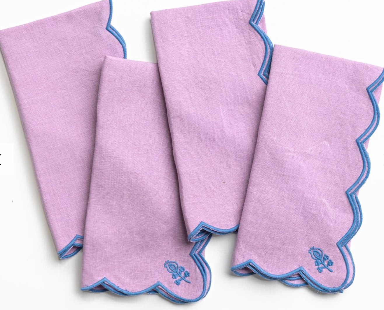 Scalloped Embroidered Napkins | Set of 4