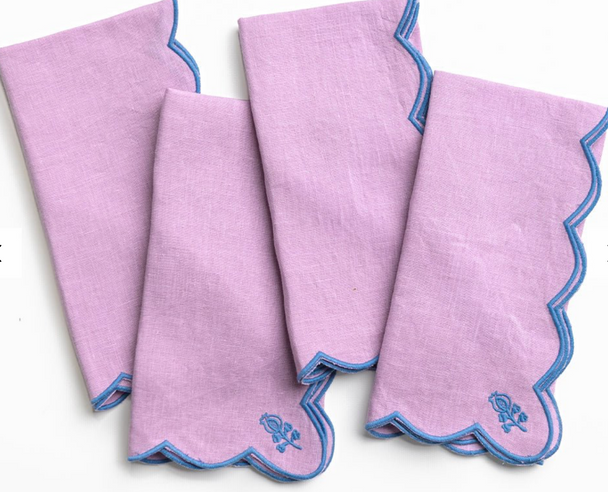 Scalloped Embroidered Napkins | Set of 4