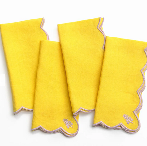 Scalloped Embroidered Napkins | Set of 4