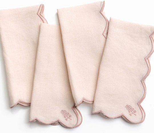 Scalloped Embroidered Napkins | Set of 4