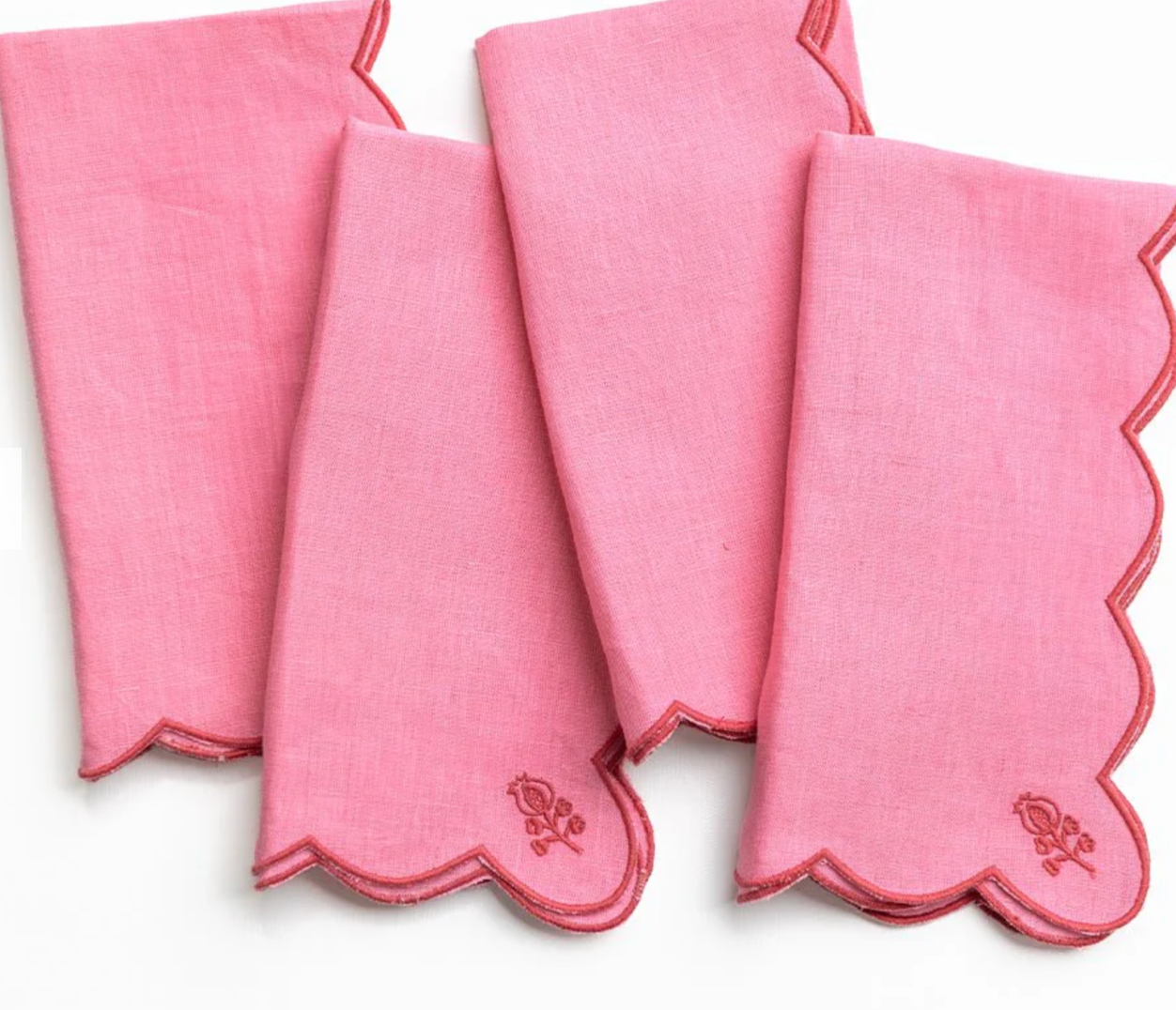 Scalloped Embroidered Napkins | Set of 4