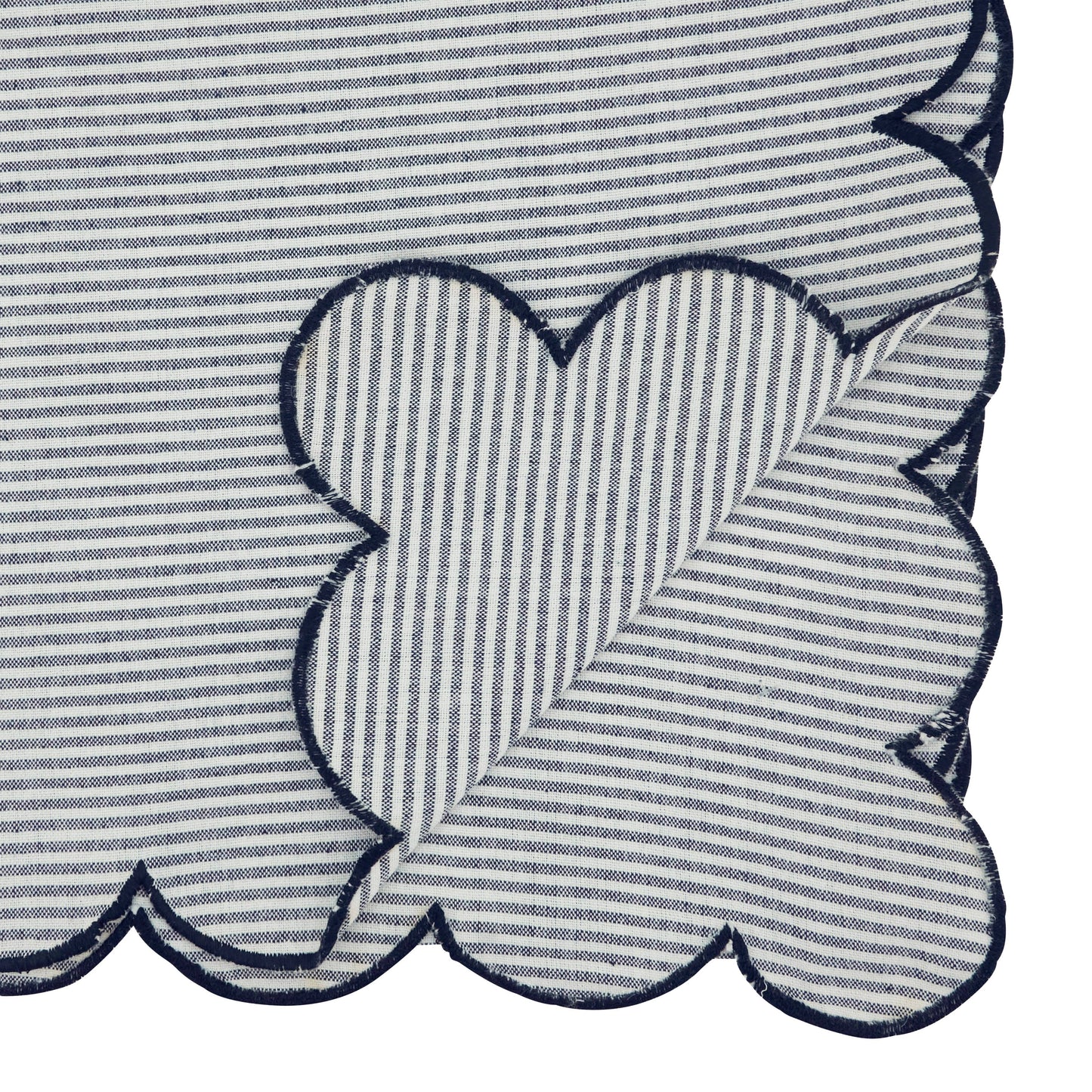 Cotton Striped Scalloped Decorative Table Runner