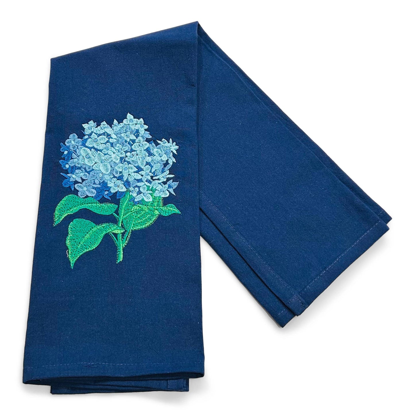 Towel - Cut Blue Hydrangea Blossom on navy