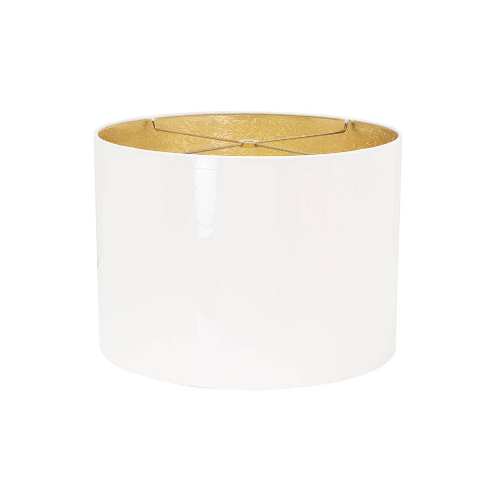 White Lacquer Shade with Gold Lining 14 x 14 x 10"