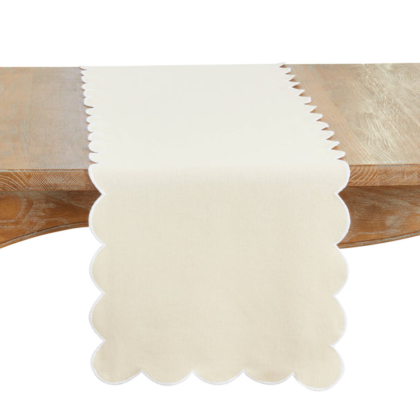 Cotton Scalloped Table Runner