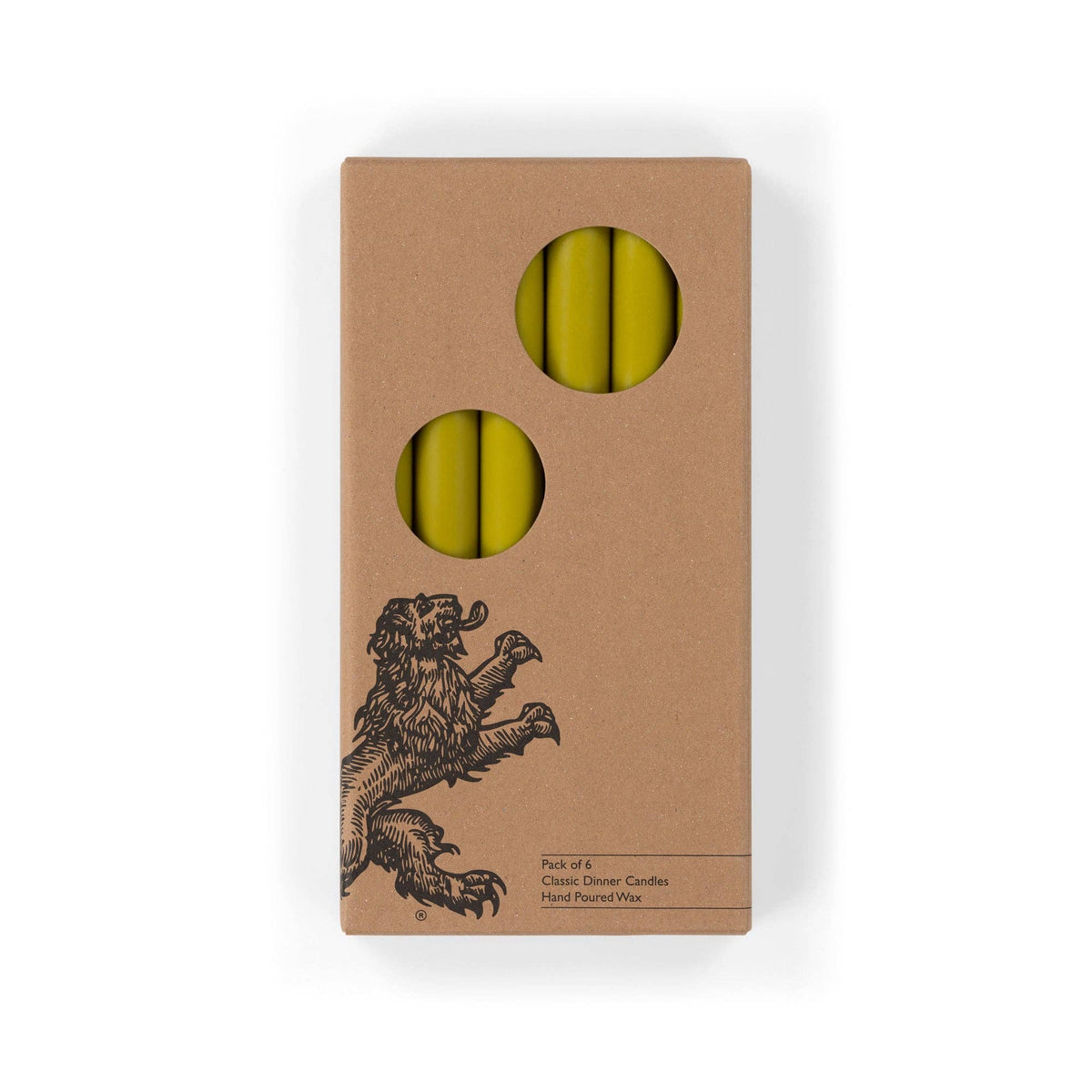 BRITISH COLOUR STANDARD - 25cm / 10'' H  - Green Muscat Eco Dinner Candles, Gift Box of 6