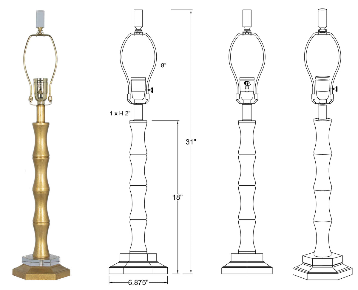31" Moso Table Lamp - Gold (Base/Harp/Finial Only)