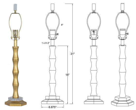 31" Moso Table Lamp - Gold (Base/Harp/Finial Only)