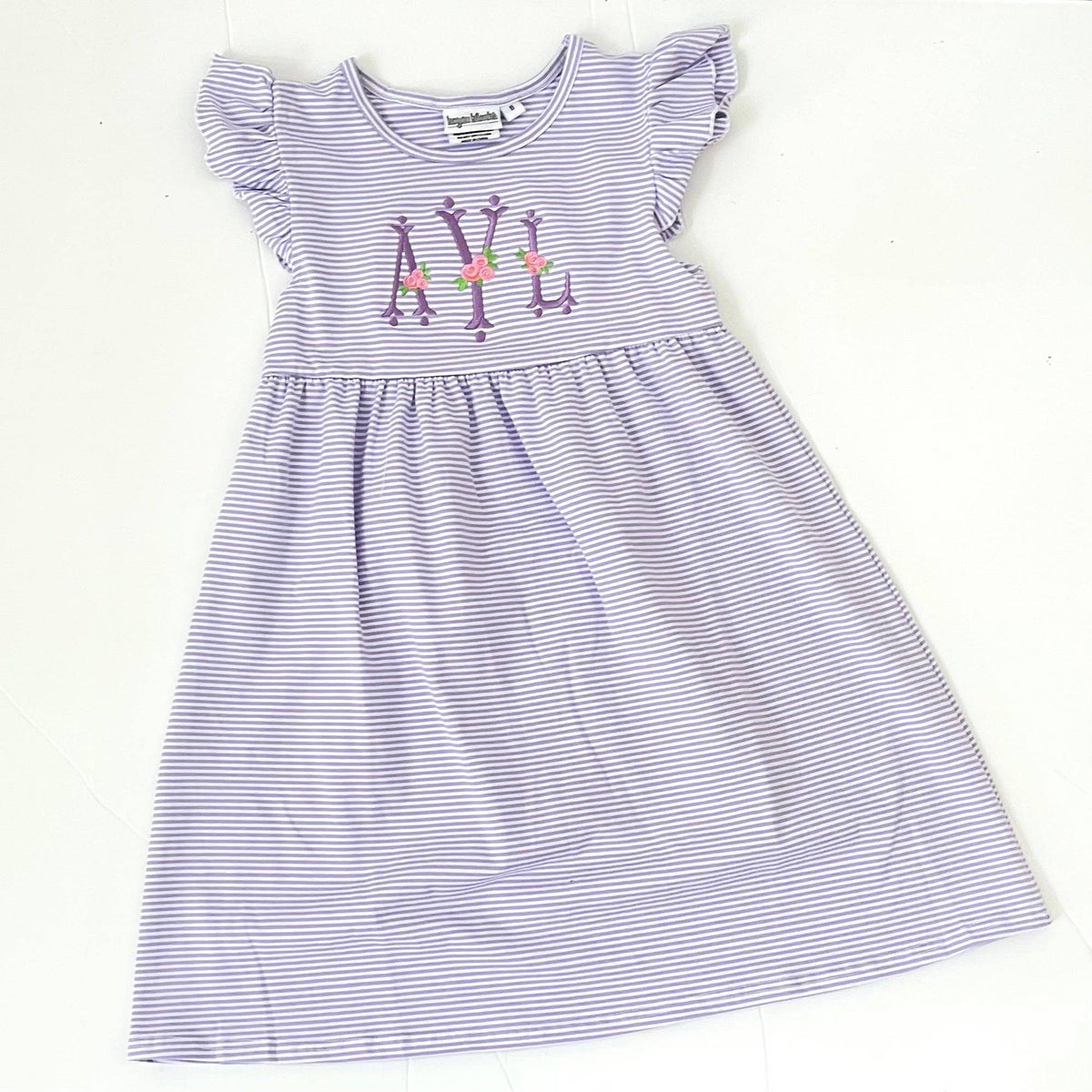 Knit Stripe Flutter Sleeve Dress