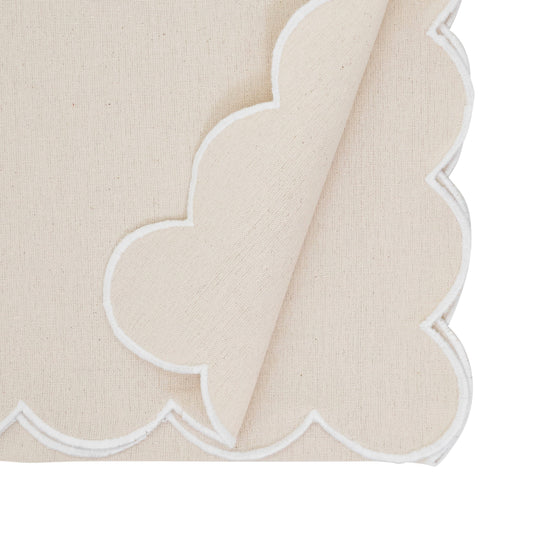 Cotton Scalloped Table Runner